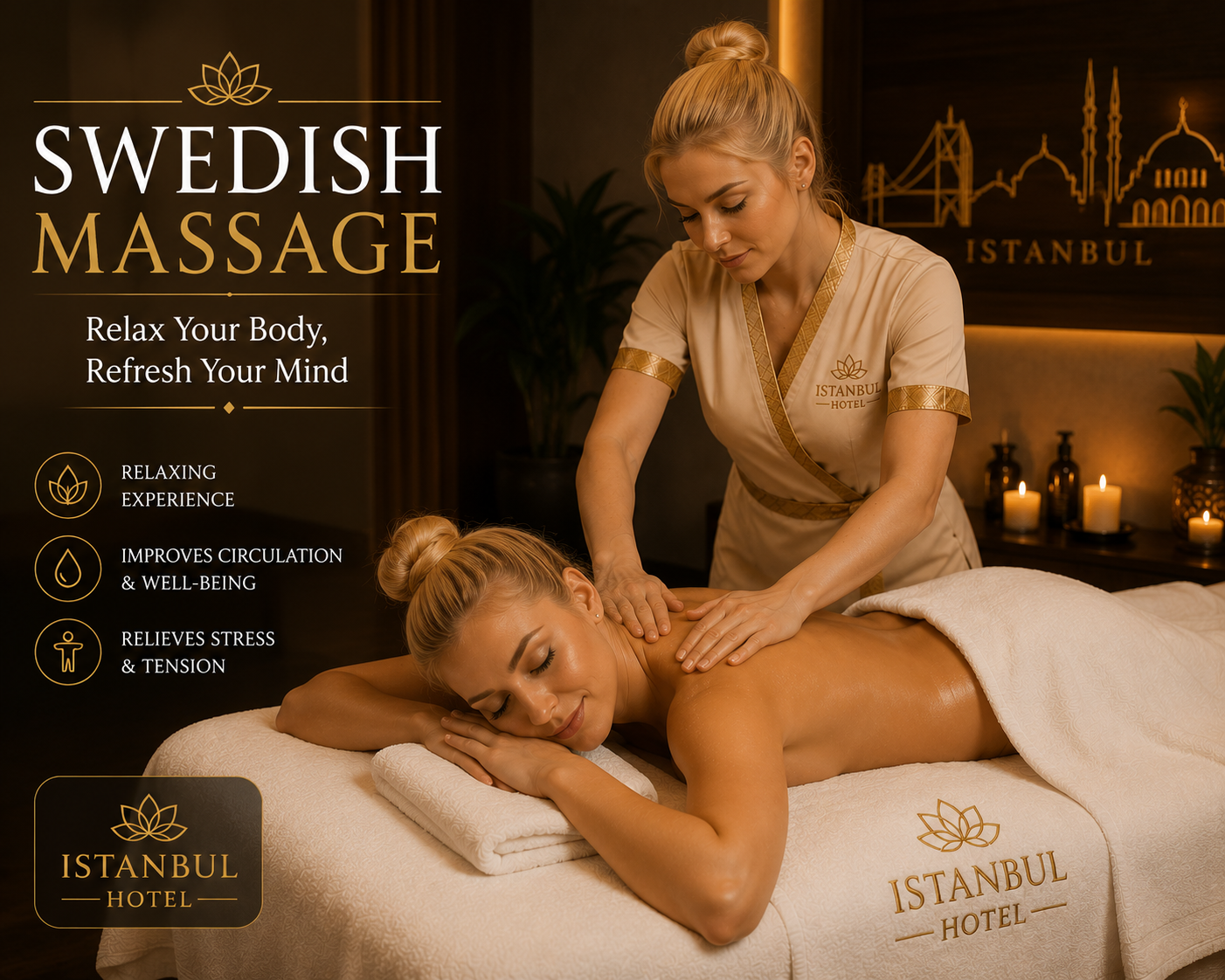 Couple massage in Istanbul for partners in hotel room privacy